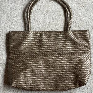 Gold Woven Tote Bag